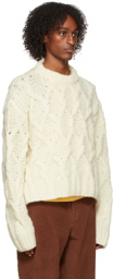 Acne Studios Off-White Cable Knit Crewneck Sweater
