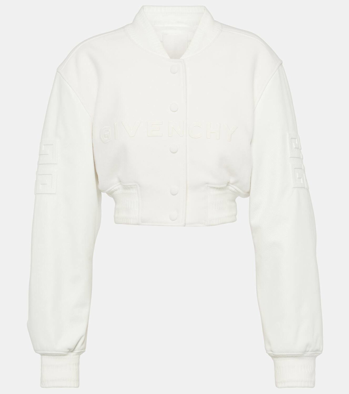 Givenchy Wool and leather cropped bomber jacket