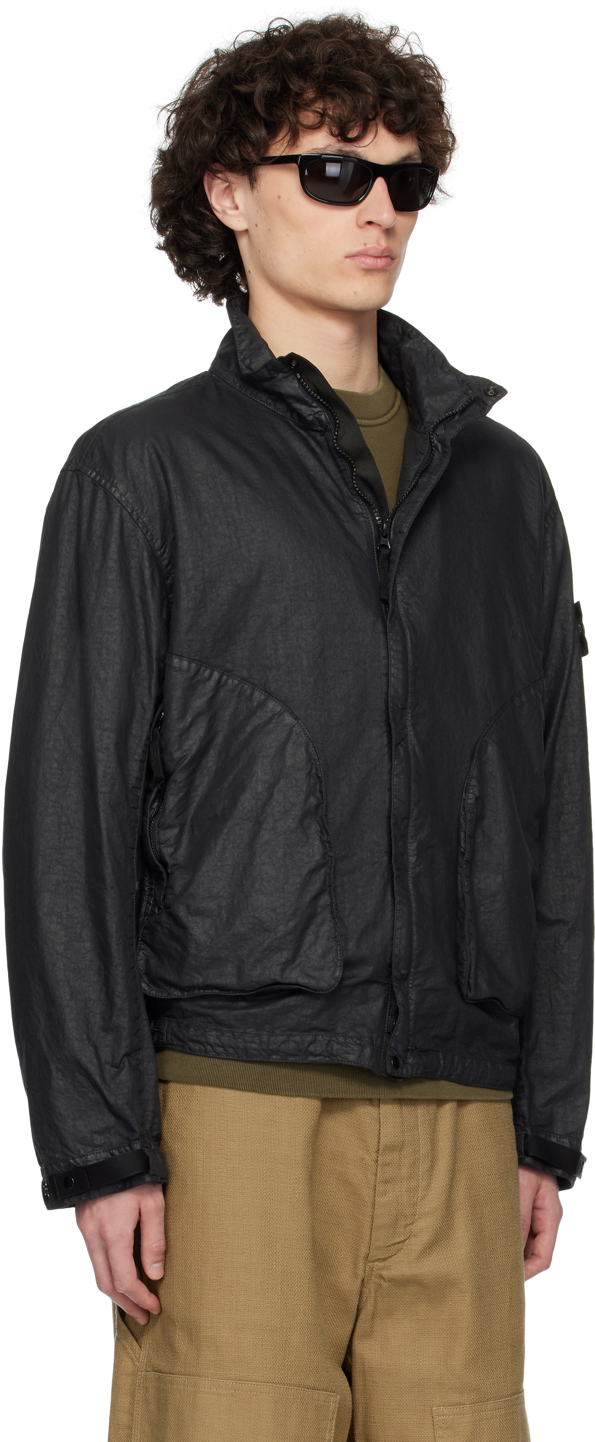 Stone Island Black Organic Look Nylon Panama-TC Jacket Stone Island