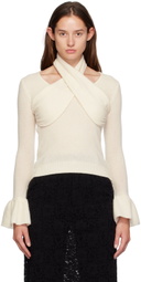Rokh Off-White Cross Knitted Sweater