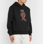 Polo Ralph Lauren - Printed Fleece-Back Cotton-Blend Jersey Hoodie - Black