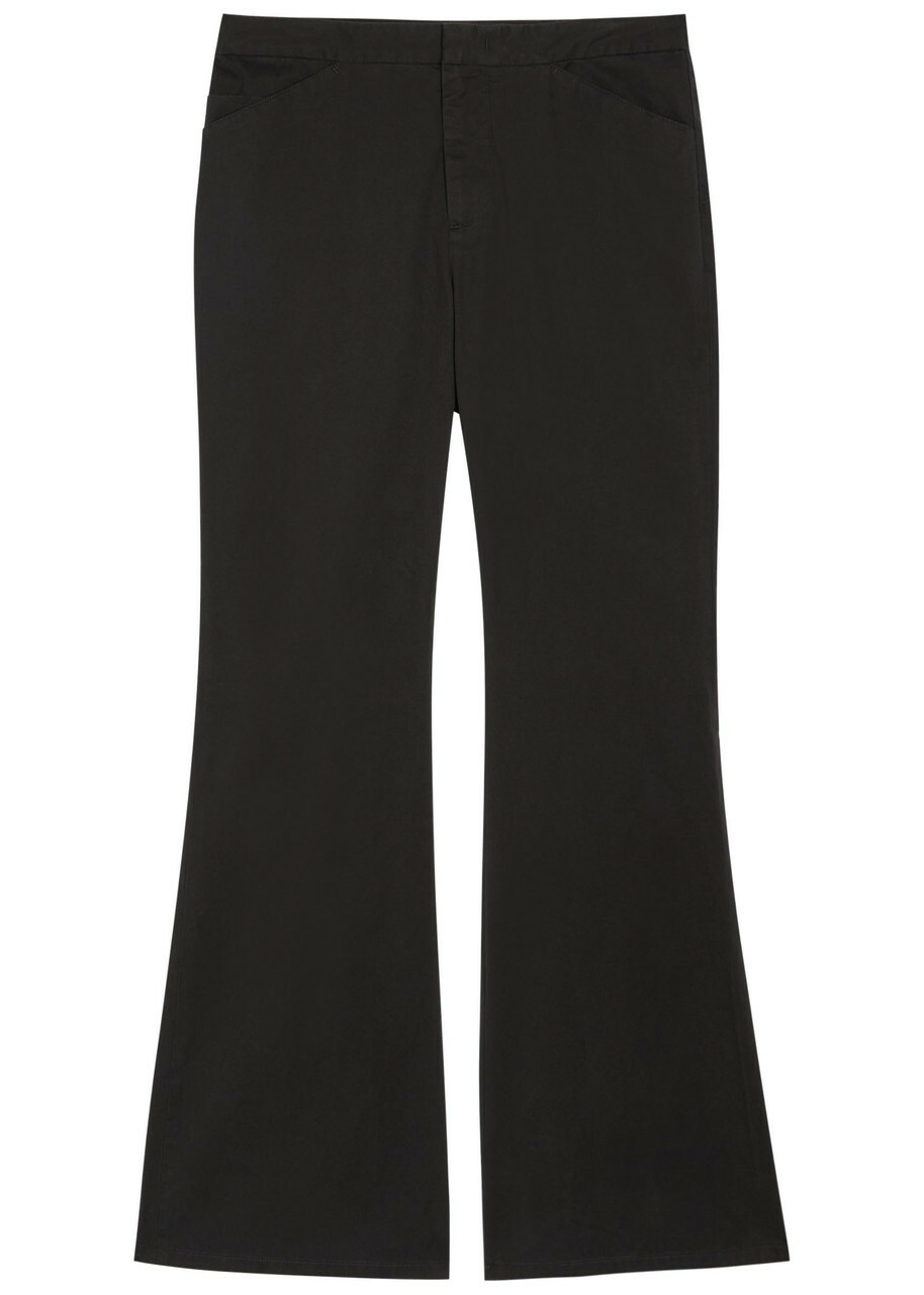 Vince Flared-leg Stretch-cotton Trousers Black