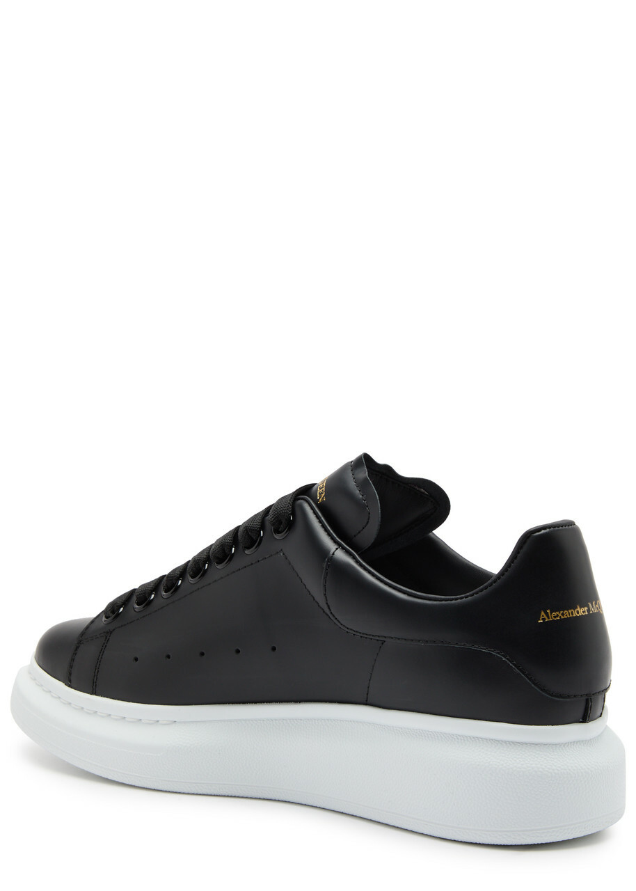 Alexander McQueen Oversized Black Leather Sneakers, Sneakers, Black