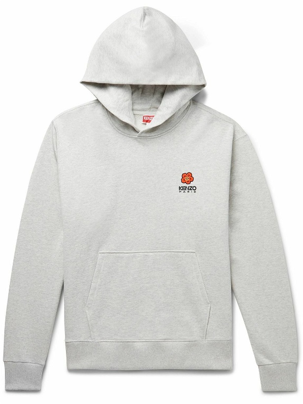 Photo: KENZO - Logo-Embroidered Cotton-Jersey Hoodie - Gray