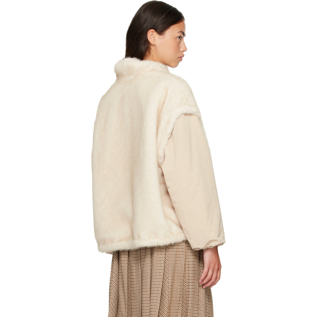Moncler Off-White Chardonneret Faux-Fur Jacket