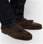 TOM FORD - Barnet Shearling-Lined Suede Tasseled Slippers - Brown