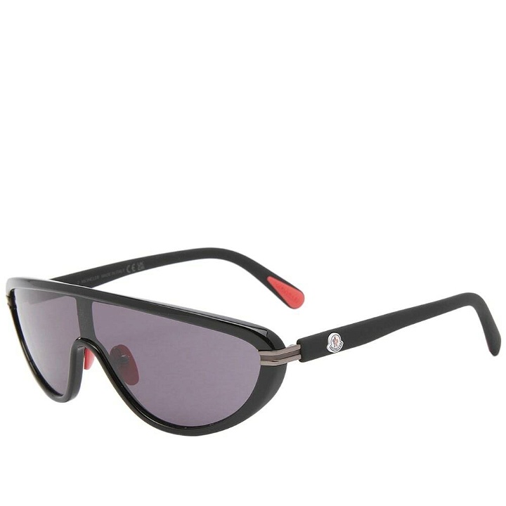 Photo: Moncler Eyewear Men's Vitesse Sunglasses in Shiny Black/Smoke