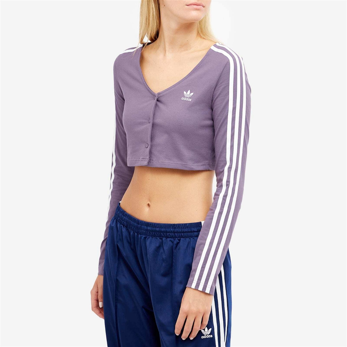 Adidas Women's Long Sleeve Button T-Shirt in Shadow Violet adidas