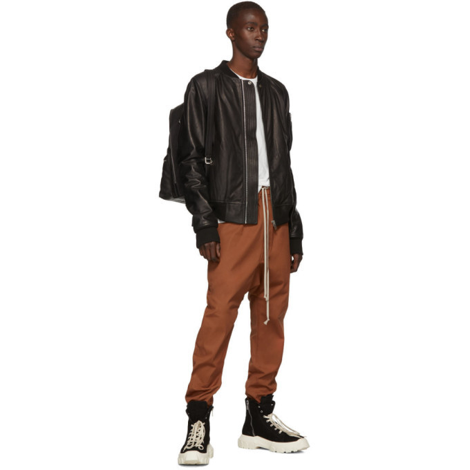 Rick Owens Black Leather Raglan Bomber Jacket Rick Owens