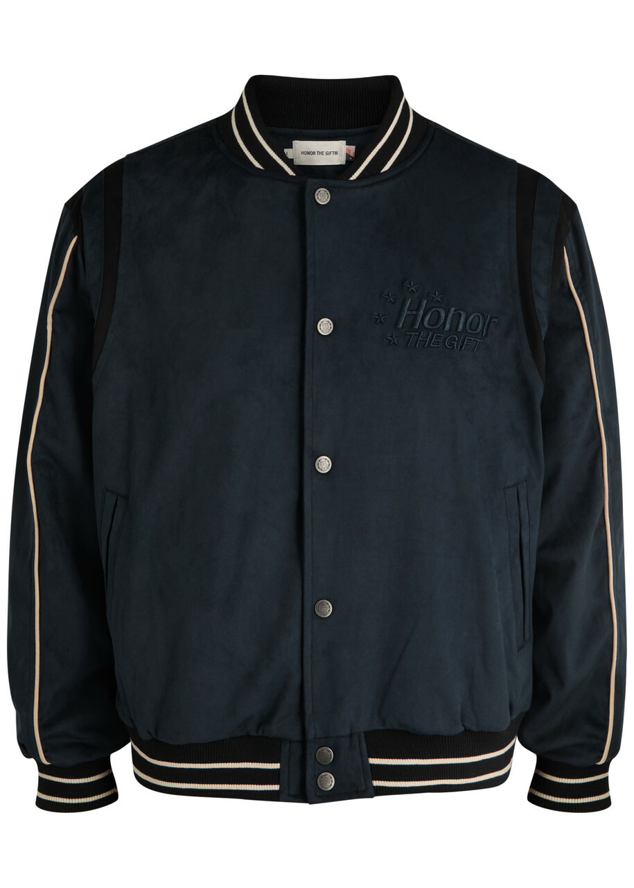 Honor The Gift Oil Head Velvet Varsity Jacket Navy