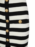 BALMAIN Striped Cotton Blend Jersey Long Skirt