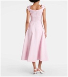 Valentino Floral-appliqué wool and silk midi dress