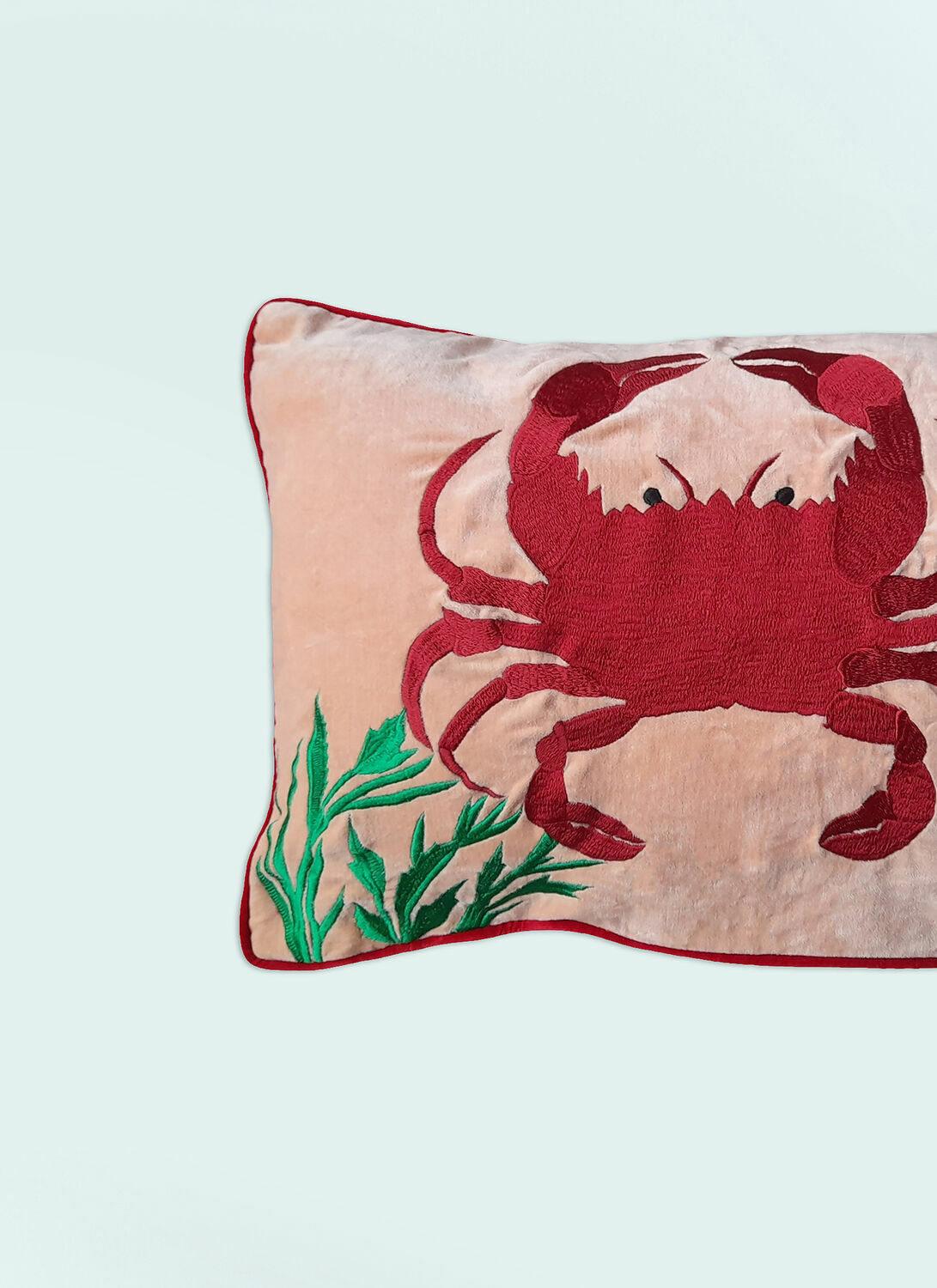 Les Ottomans Crab Embroidered Cushion