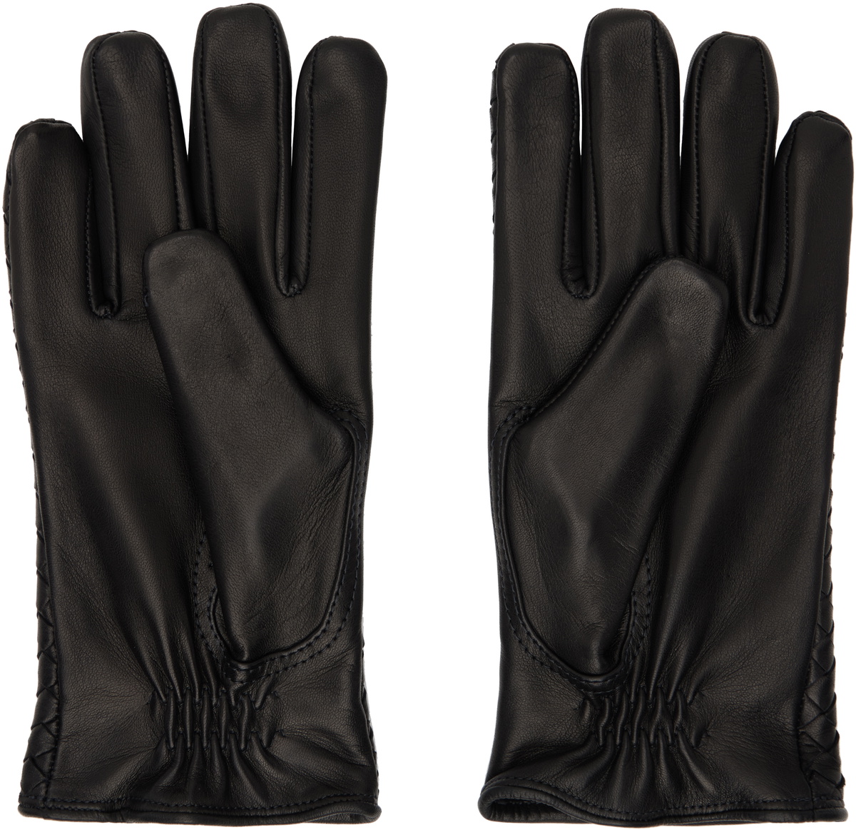 【Bottega Veneta】 Intrecciato Leather Gloves Black Bottega Veneta Black Intrecciato Leather Gloves Bottega Veneta
