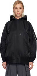 sacai Black Nylon Twill Hoodie