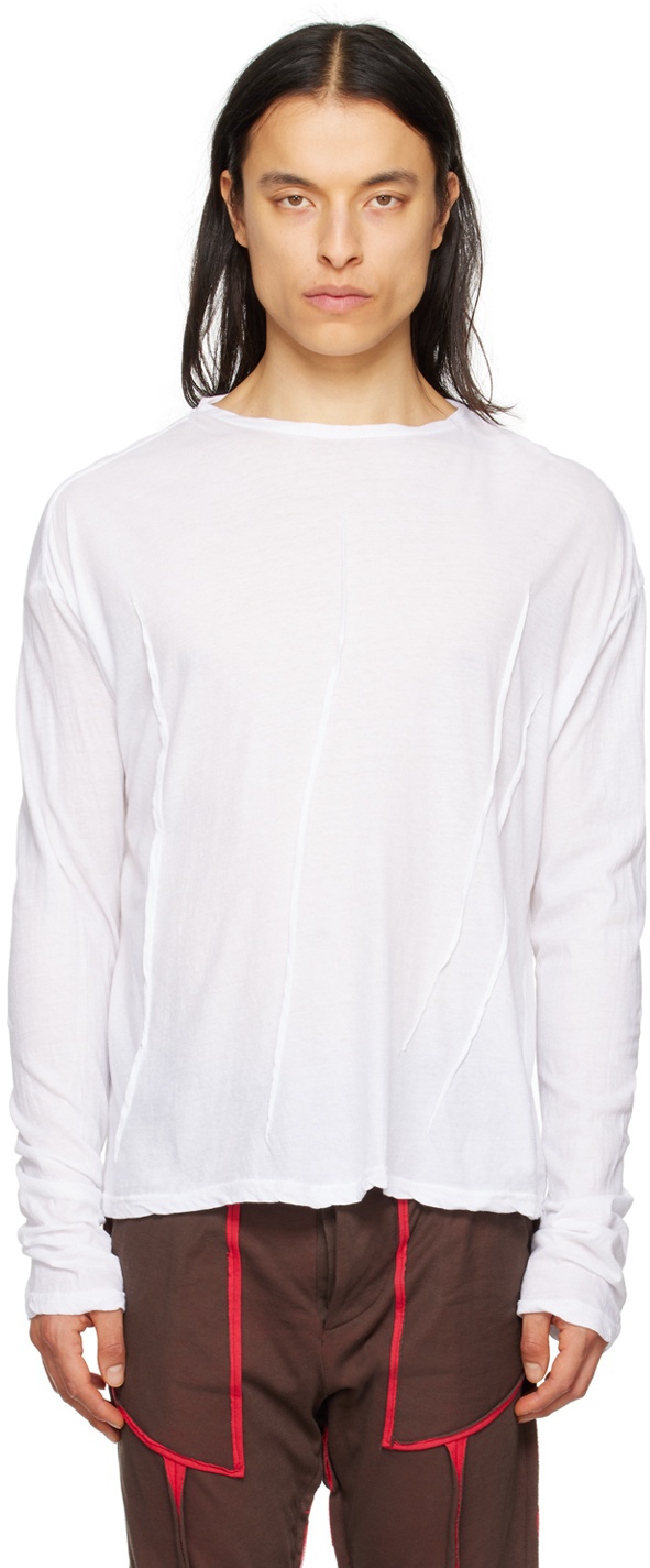 Photo: Edward Cuming White Warped Dart Long Sleeve T-Shirt