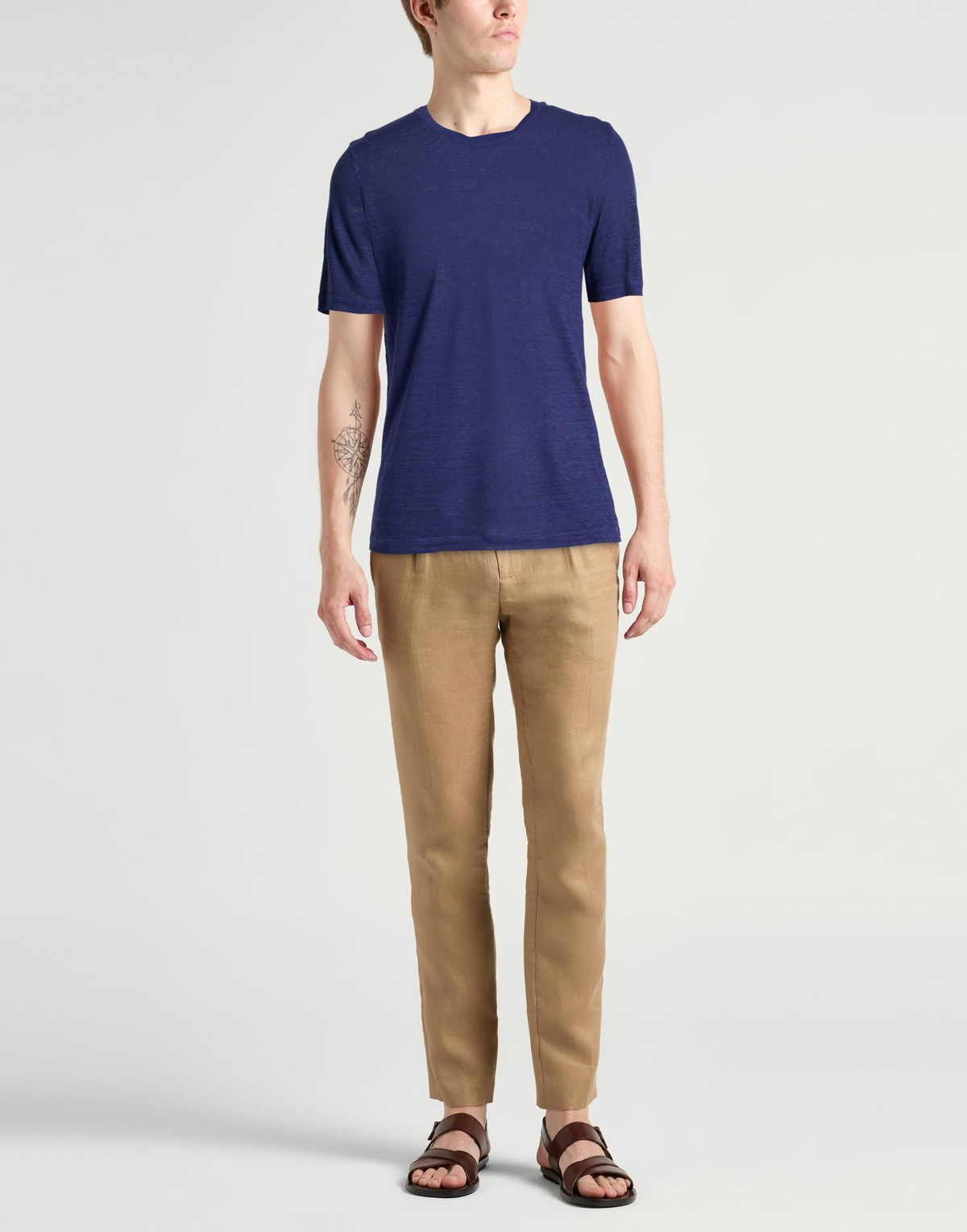 120% Lino Mens T-shirt in Blue