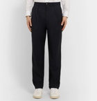 De Bonne Facture - Tapered Pleated Wool Suit Trousers - Blue