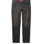 424 - Dark-Grey Slim-Fit Distressed Cotton-Canvas Trousers - Black