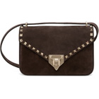 Valentino Garavani Brown Rockstud Small Shoulder Suede Bag