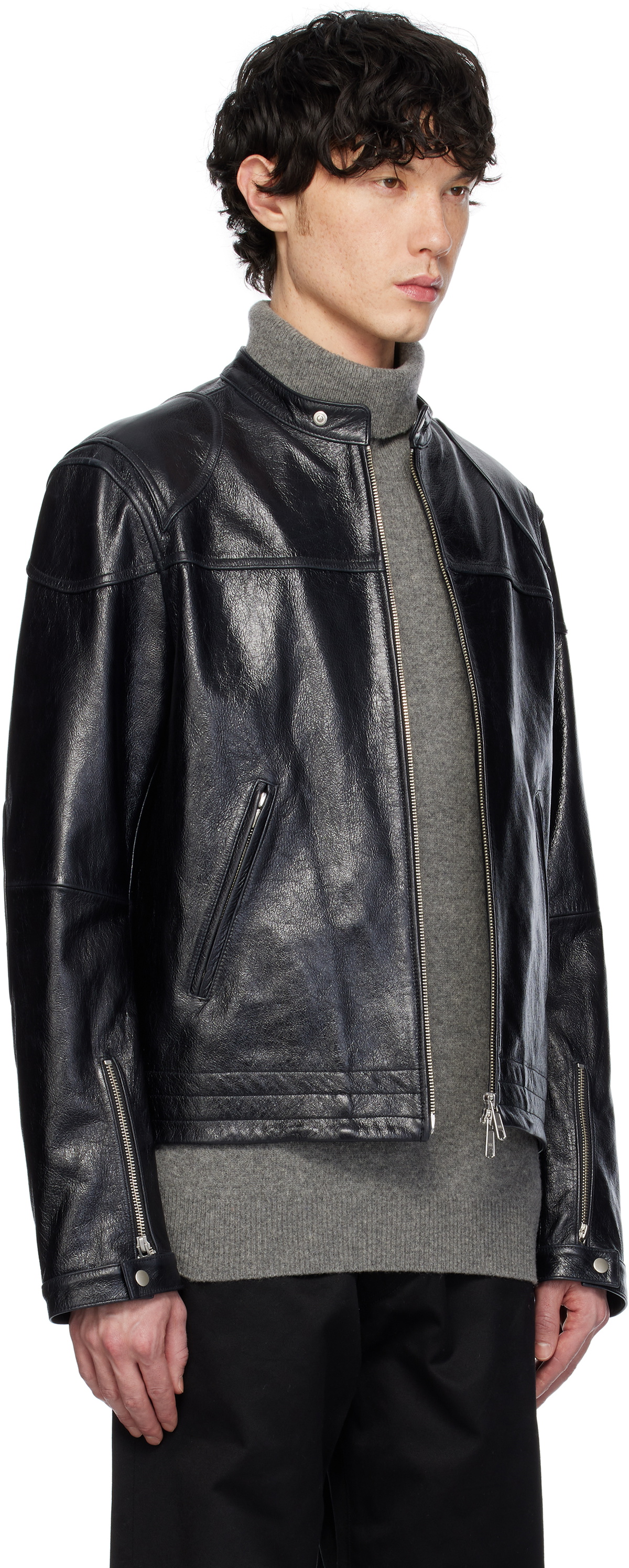 AFTER PRAY Black Mavericks Motorcycle Leather Jacket