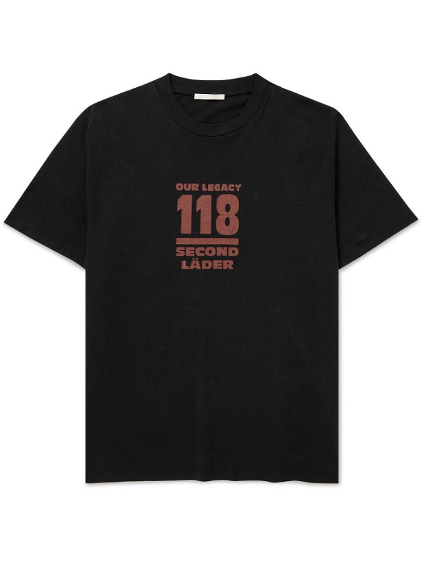 Photo: Our Legacy - 118 Second Läder Logo-Print Cotton-Jersey T-Shirt - Black