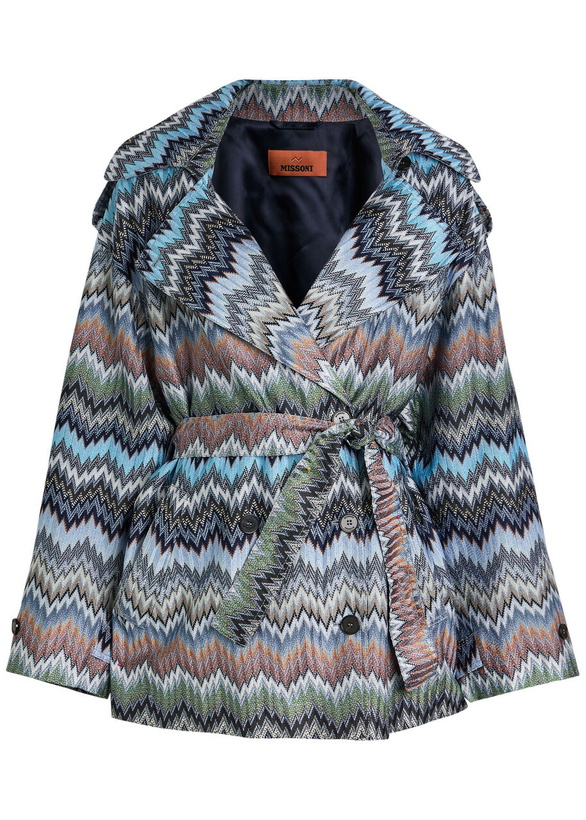 Photo: Missoni Zigzag Belted Fine-knit Trench Jacket Multicoloured