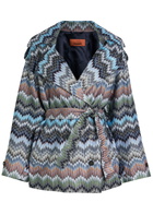 Missoni Zigzag Belted Fine-knit Trench Jacket Multicoloured
