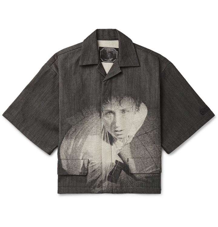 Photo: Undercover - Cindy Sherman Camp-Collar Printed Denim Shirt - Black