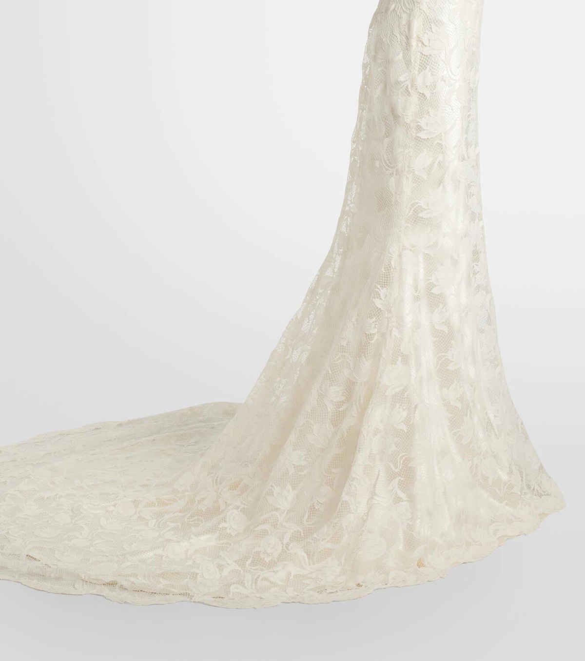 Danielle Frankel Bridal Adena floral lace-trimmed wool and silk gown