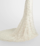 Danielle Frankel Bridal Adena floral lace-trimmed wool and silk gown