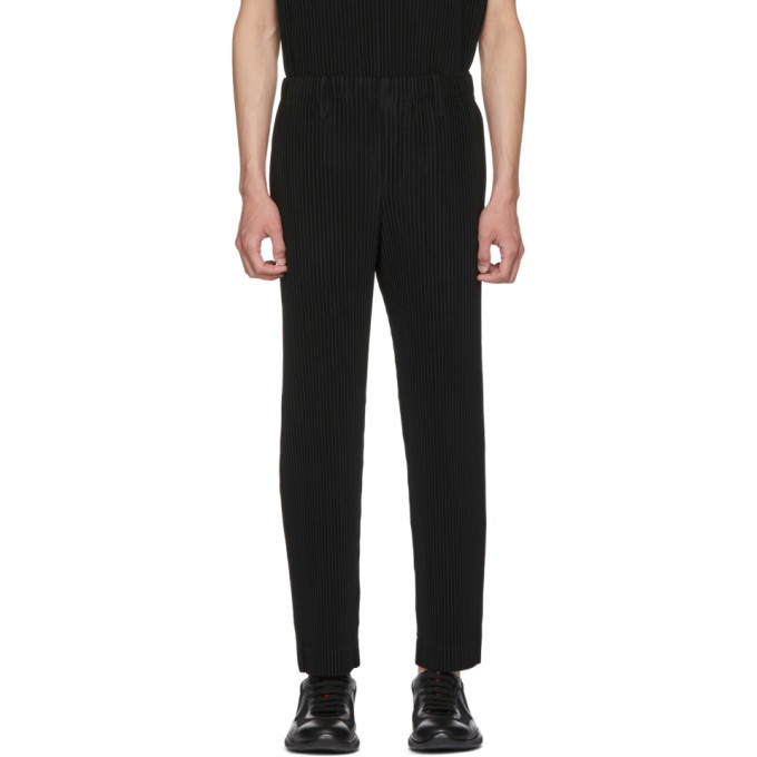 Homme Plisse Issey Miyake Black Classic Straight Leg Pleated Trousers ...