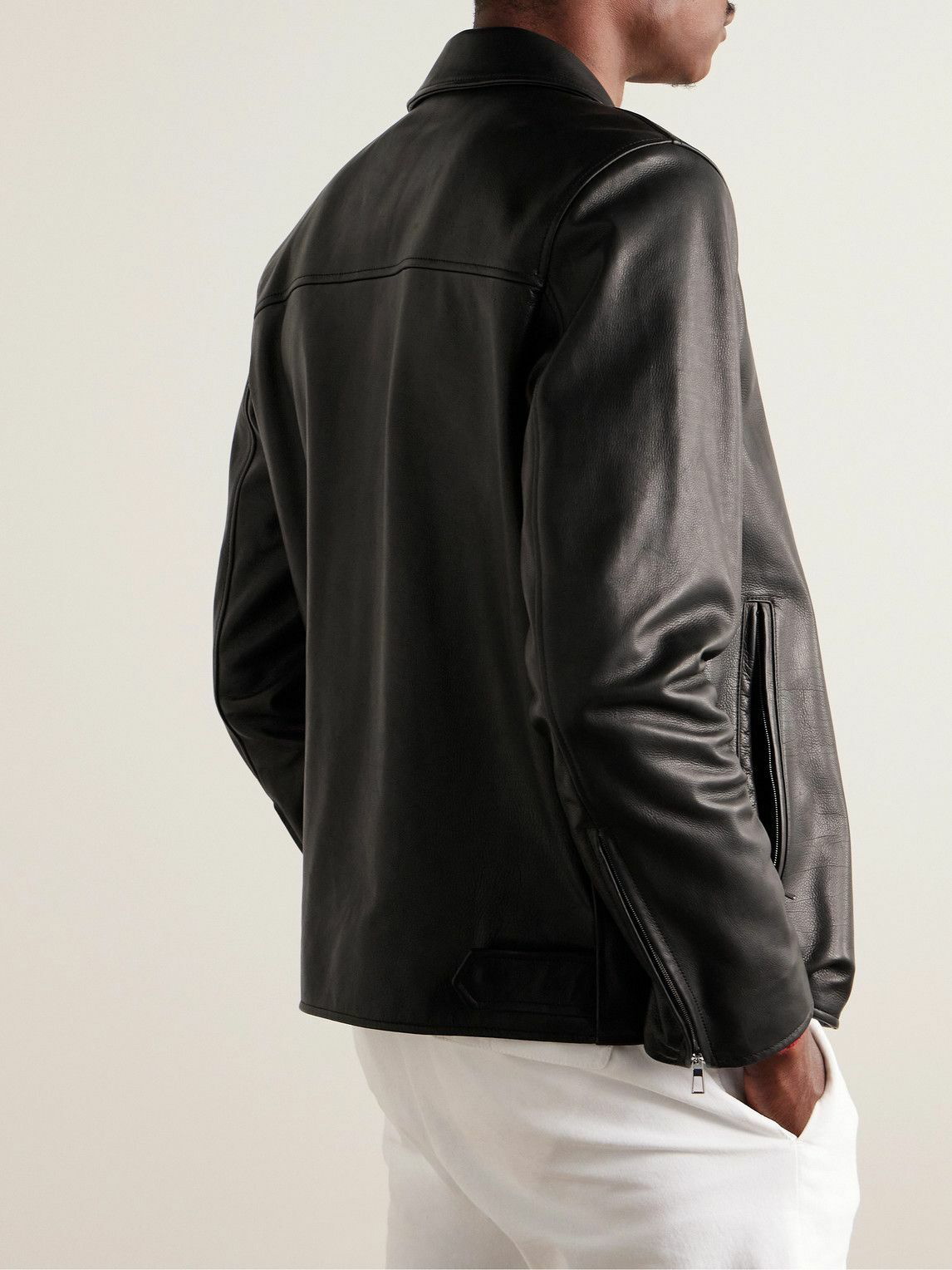 Loro Piana - Full-Grain Leather Blouson Jacket - Black Loro Piana