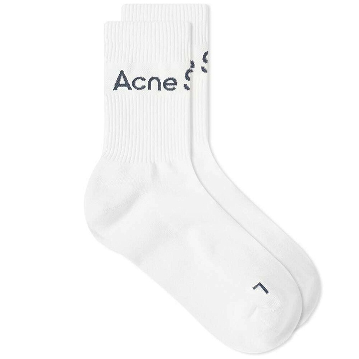 Photo: Acne Studios Men's Short Rib Logo Sock in White/Charcoal