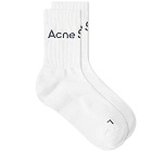 Acne Studios Men's Short Rib Logo Sock in White/Charcoal