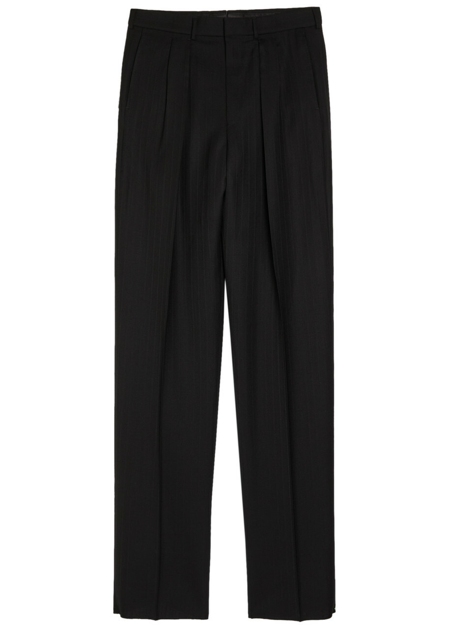 Tom Ford Striped Wool Trousers Black