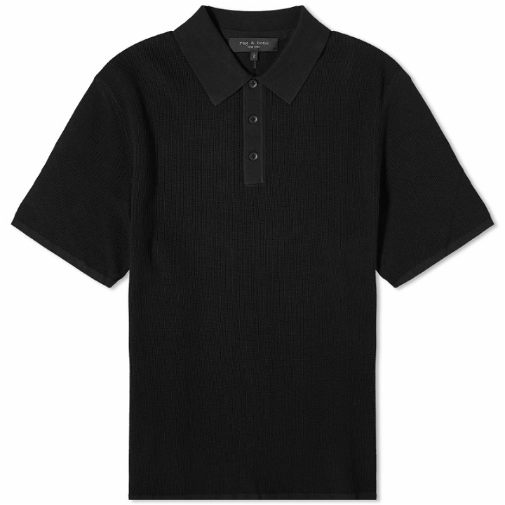 Photo: Rag & Bone Men's Harvey Knit Polo Shirt in Black