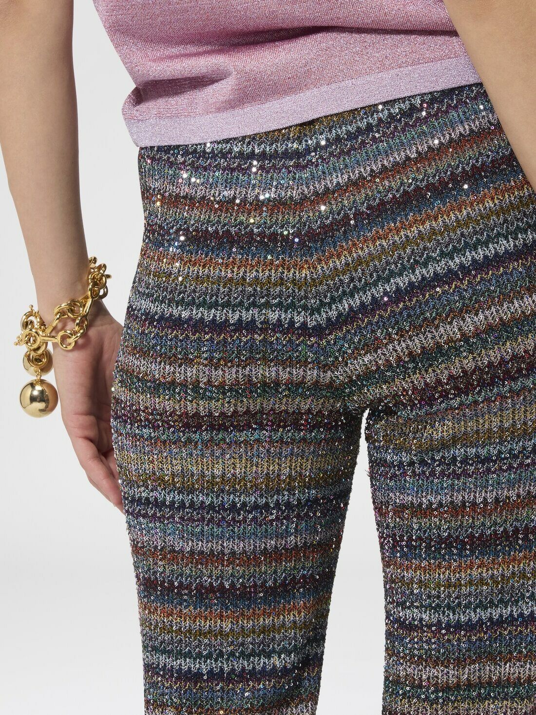 Missoni - Flared trousers in textured knit, Women, Multicoloured