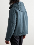 C.P. Company - Logo-Appliquéd Garment-Dyed 50 Fili Hooded Jacket - Blue
