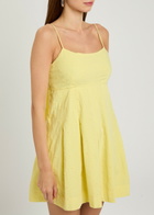 Damson Madder Iris Embroidered Cotton Mini Dress Yellow