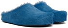 Marni Blue Long Hair Calfskin Fussbett Slip-on Loafers