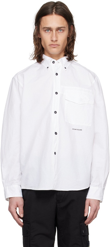 Photo: Stone Island White Spread Collar Shirt