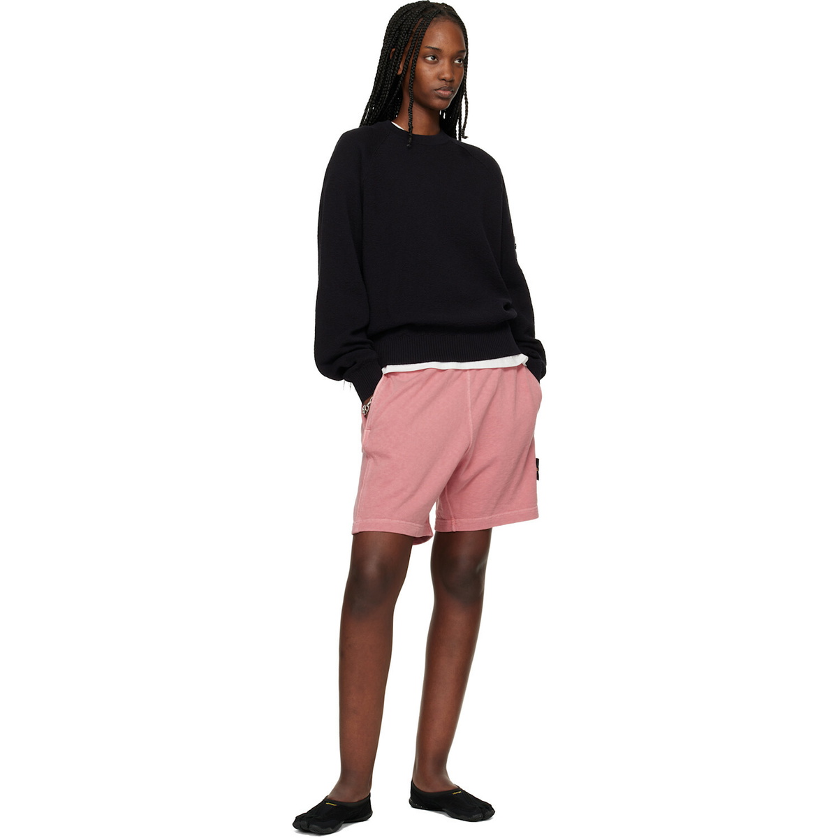 Stone Island Pink 6200014 Malfilé Fleece Old Effect Shorts