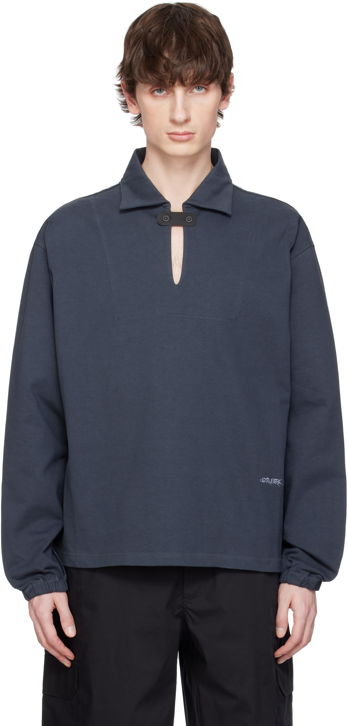 トップス GR10K 22SS SIZE L GR10K Zipped Short Sleeve Shirt - Off Black | Garmentory