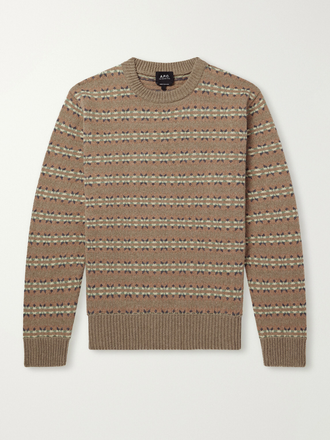 A.P.C. - Andre Striped Wool And Cotton-Blend Sweater - Neutrals