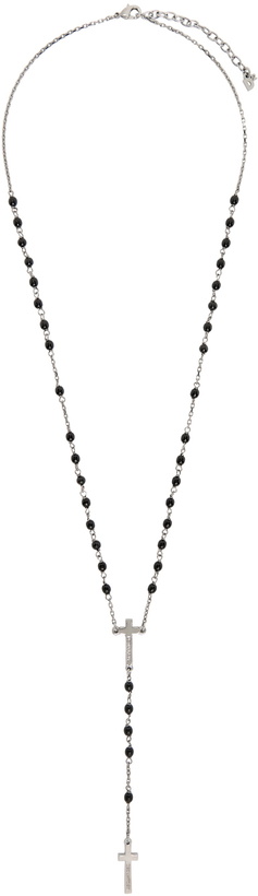 Photo: Dsquared2 Gunmetal & Black Signature Cross Necklace