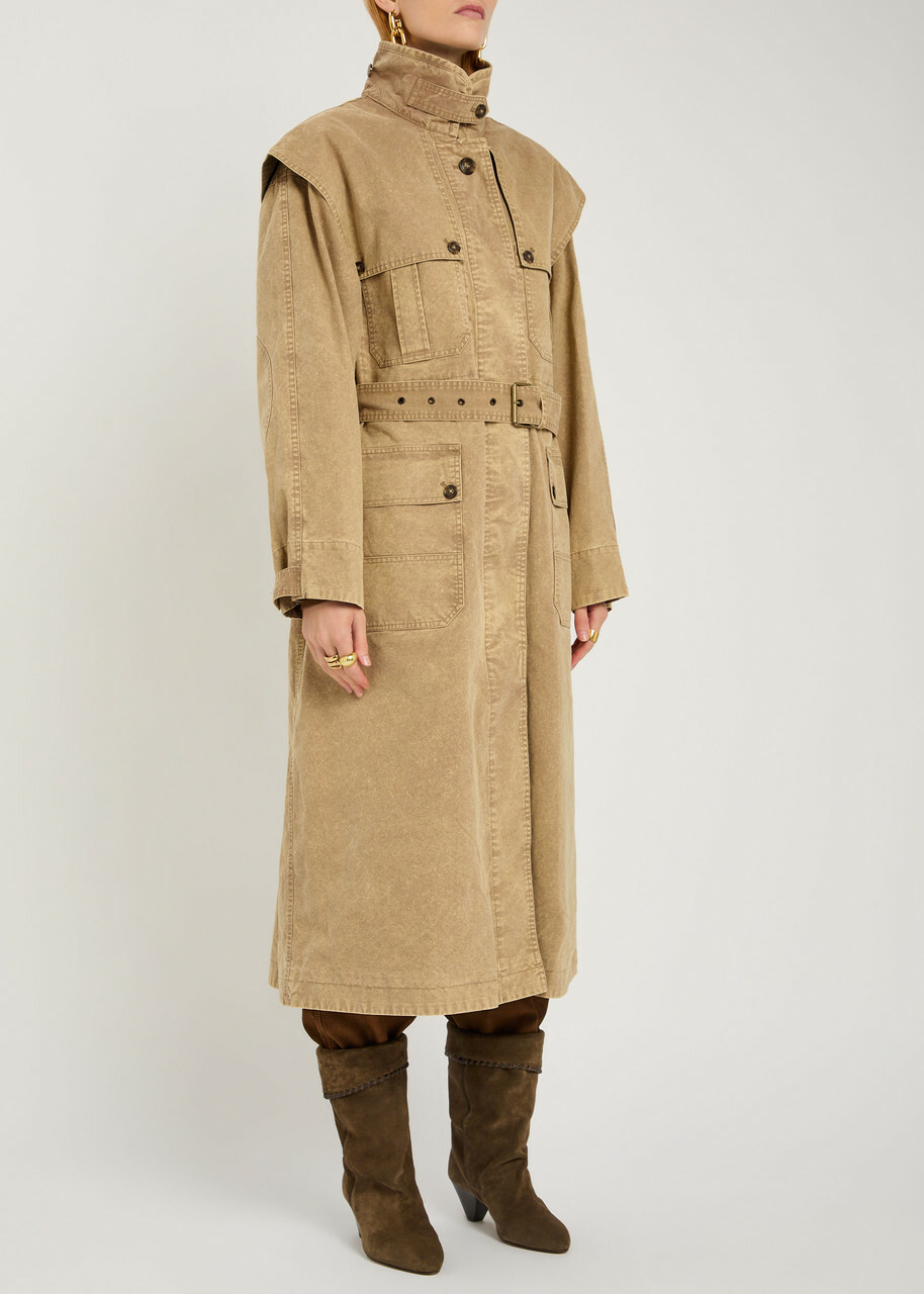 Isabel Marant étoile Michaela Belted Cotton Coat Light Brown