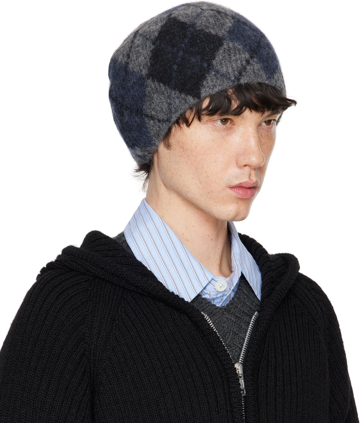 OUR LEGACY Navy Jacquard Beanie Our Legacy