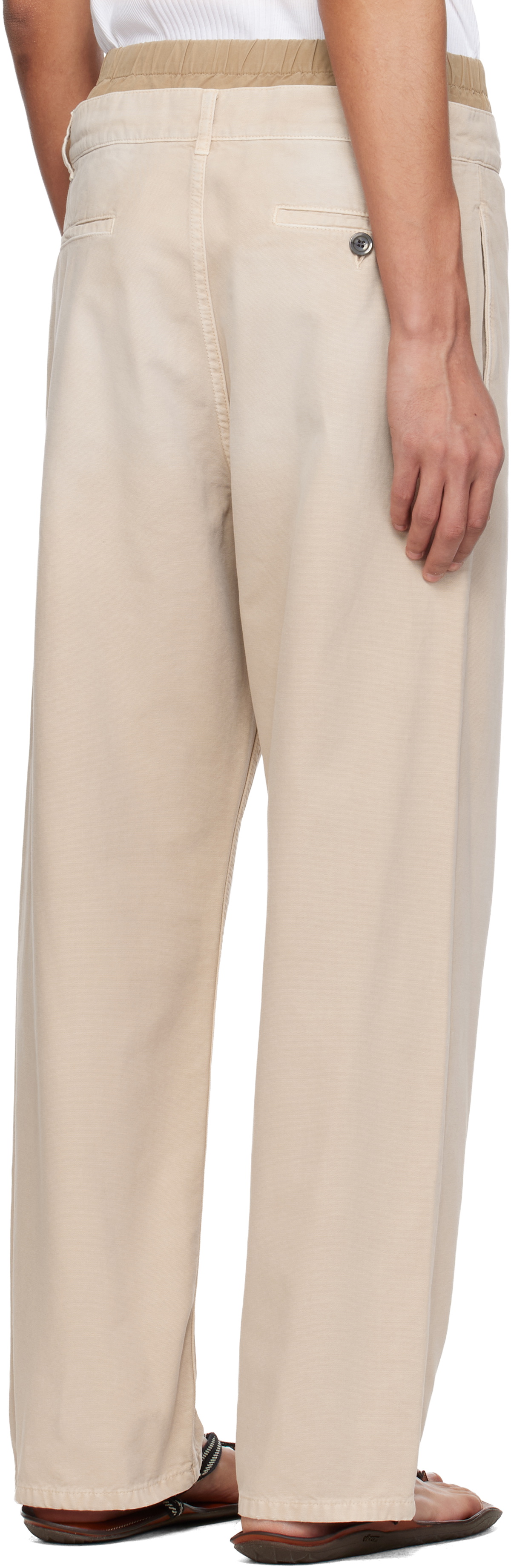 Marni Beige Layered Waistband Trousers
