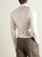 Favourbrook - Slim-Fit Shawl-Collar Double-Breasted Herringbone Linen-Blend and Satin Waistcoat - Neutrals
